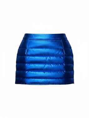 Metallic Blue Puffer Mini Skirt
